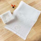HULIANFU Letters Embroidery  Table Napkin  White Wedding Party Holiday  Decorative  Towel  Rectangular  Hand Towels