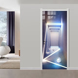 HULIANFU 2023 PVC Self-Adhesive Door Sticker 3D Stereo Corridor Light Mural Wallpaper Living Room Restaurant Door Decal 3D Vinyl Wall Stickers