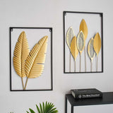 HULIANFU 2023 Nordic Metal Leaf Plant Wall Decor Wrought Iron Wall Hanging Non-perforated Wall Mural Living Room Bedroom Home Decoration Hot