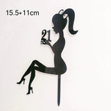 HULIANFU New High Heels Lady Happy Birthday Acrylic Cake Topper Wedding Girls Cake Toppers for 16 18 21 Birthday Party Cake Decorations