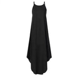 Women Dress Summer Casual Sleeveless Halter Solid Beach Long Dress Round Neck Sling Fashion Beach Clothes Plus Size 5XL