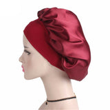 HULIANFU Women Sleeping Caps Bathroom Satin Solid Color Stretch Bonnets Hair Hat for Daily Use and Beauty