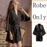 hulianfu Luxury Sexy Women Silk Kimono Bathrobe Purple Bride Bridesmaid Wedding Robe Set Lace Sleepwear Casual Home Clothes Nightwear