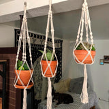 HULIANFU Macrame Handmade Plant Hanger Baskets Flower Pots Holder Balcony Hanging Decoration Knotted Lifting Rope Home Garden Supplies
