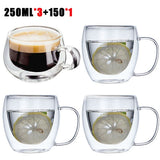 HULIANFU Transparent glass coffee cup milk whiskey tea beer double creative heat resistant cocktail Vodka wine mug Drinkware tumbler cups