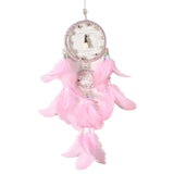 HULIANFU Mini Car Dream Catcher Beaded Natural Feathers Handcraft Chic Hanging Ornaments Mirror Room Bedroom Wall Decor