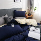 HULIANFU Nordic Double Color Bedding Set Single Queen King Duver Cover Set 240x220 Bed Sheet Bed Linen Pillowcase Gray Pink Quilt Covers