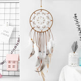 HULIANFU Original silver gray dream catcher 2 ring Indian feather hanging art gifts to bestie friends creative valentine's day gifts