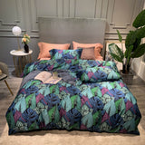 HULIANFU Svetanya Nordic Yellow Geometric Egyptian Cotton Satin Bedlinens Queen King Size Fitted Sheet Bedding Set Duvet Cover Set