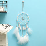HULIANFU Original silver gray dream catcher 2 ring Indian feather hanging art gifts to bestie friends creative valentine's day gifts