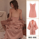 hulianfu Luxury Sexy Women Silk Kimono Bathrobe Purple Bride Bridesmaid Wedding Robe Set Lace Sleepwear Casual Home Clothes Nightwear