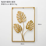 HULIANFU 2023 Nordic Metal Leaf Plant Wall Decor Wrought Iron Wall Hanging Non-perforated Wall Mural Living Room Bedroom Home Decoration Hot