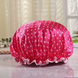 HULIANFU Waterproof Shower Cap Double Layer Elastic Bath Hat Bathing Cap For Women Spa Bathing Accessory Hair Salon Bathroom Product