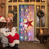 HULIANFU 2023 Christmas Light Red Five-Pointed Star Wallpaper Pvc Self-Adhesive Waterproof Mural Picture 3D Restaurant Door Stickers Christmas