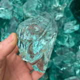 HULIANFU Very beautiful Clear Glass Crystal Stone Home Decoration Light Green Glass Material Garden Decor