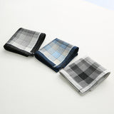 HULIANFU Men  Fashion Business Pure Cotton Jacquard Plaid Handkerchief Out Camping Picnic Eating Clean Portable Pocket Towel Harajuku