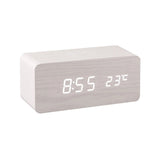 HULIANFU Modern Wooden Wood Digital LED Desk Alarm Clock Thermometer Wireless Charger With Qi Wireless Charging Pad Alarm Clock LED