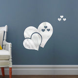 HULIANFU New 1Pcs Wall Sticker 3D Mirror Acrylic Self Adhesive Modern Heart Shape Poster TV Background Ceiling Wall Decoration DIY Decor