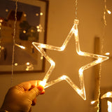 HULIANFU Star Moon Led Curtain Garland String Light Eid Mubarak Ramadan Decoration Islam Muslim Party Decor Eid Al Adha Gift Eid Mubarak