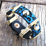 HULIANFU RH Fashion Boho Leather Armbander Goldcolor Metal Rectangle Real Leopard Horsetail Leather Bracelets For Women Gift DropShip