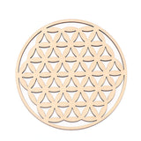 HULIANFU Log Color Chakra Pattern Round Edge Circles Carved Wooden Stand Coaster Flower of life Reload Stone Kitchen Hot Pad Mat Decor