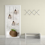 HULIANFU Self-adhesive modern lighting art door sticker home decoration door cover wall sticker mural porch wallpaper poster