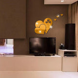 HULIANFU New 1Pcs Wall Sticker 3D Mirror Acrylic Self Adhesive Modern Heart Shape Poster TV Background Ceiling Wall Decoration DIY Decor