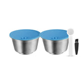 HULIANFU Refillable STAINLESS STEEL Metal Reusable Dolce Gusto Capsule Silicone Cover Dolci Gusto Coffee Machine Coffee Spoon with Clip