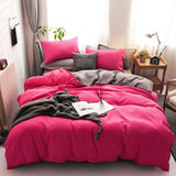 HULIANFU Nordic Double Color Bedding Set Single Queen King Duver Cover Set 240x220 Bed Sheet Bed Linen Pillowcase Gray Pink Quilt Covers