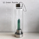 HULIANFU water bottle Drop Shipping Natural Crystal Point Healing Obelisk Wand Elixir Quartz Crystal Water Bottle To wand heals energy st