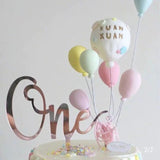 HULIANFU New Wooden One Baby Happy Birthday Cake Toppers Love One Newborn Birthday Cake Topper for Baby Birthday Party Cake Decorations