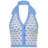 Streetwear Fashion Striped y2k Halter Knitted Vest For Women Sexy Backless Slim Outfits Female Tank Tops Autumn