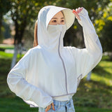 Hulianfu Women Sunscreen Hat Ice Silk Clothing Summer Big Edge Outdoor Shirt Short Coat Uv Protection Boy Hat Sun?hat New