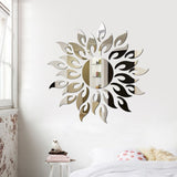 HULIANFU Sun Mirror Wall Sticker DIY Sun Flower Self Adhesive 3D Wall Decal Removable Mural Wallpaper for TV Background Art Home Decor
