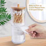 HULIANFU Makeup Cotton Pad Organizer Bathroom Storage Box For Cotton Swabs Cosmetics Jewelry Makeup Remover pad Container with Bamboo Lid