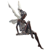 HULIANFU Tudor And Turek Resin Sitting Fairy Statue Garden Ornament Porch Sculpture Yard Craft Landscaping for Home Garden Decoration