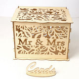 HULIANFU Wedding Card Boxes Wooden Box Wedding Supplies DIY Couple Deer Bird Flower Pattern Grid Business Card Wooden Box