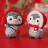 HULIANFU Non-Finished Felt Kit Cute Animal Collection Panda Squirrel Cat Penguin Doll Wool Felt Poked Kitting DIY Felting Materials