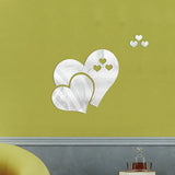 HULIANFU New 1Pcs Wall Sticker 3D Mirror Acrylic Self Adhesive Modern Heart Shape Poster TV Background Ceiling Wall Decoration DIY Decor