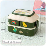 HULIANFU Kawaii Portable Lunch Box For Girls School Kids Plastic Picnic Bento Box Microwave Food Box With Compartments Storage Containers