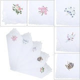 HULIANFU Mayitr 6pcs Vintage Women Ladies Embroidered Hankies Napkin Portable Butterfly Lace Flower Hankies Floral Cloth Handkerchief