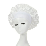 HULIANFU Women Night Sleep Hair Caps Silky Bonnet Satin Double Layer Adjust Head Cover Hat For Curly Springy Hair Styling Accessories