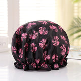 HULIANFU Waterproof Shower Cap Double Layer Elastic Bath Hat Bathing Cap For Women Spa Bathing Accessory Hair Salon Bathroom Product