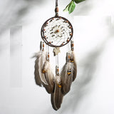 HULIANFU Original silver gray dream catcher 2 ring Indian feather hanging art gifts to bestie friends creative valentine's day gifts