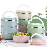 HULIANFU Microwave Stainless Steel Thermal Lunch Box Food Storage Box Travel Picnic Leakproof Lunch Box Students Work Adult Lunch Box