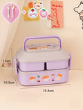 HULIANFU Kawaii Portable Lunch Box For Girls School Kids Plastic Picnic Bento Box Microwave Food Box With Compartments Storage Containers