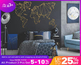 HULIANFU Large Size Geometric World Map Wall Sticker Vinyl Mural Removable Bedroom Decor Stickers Home Living Room Decoration Accessories