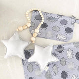 HULIANFU Nordic Boho Room Decor Double Star Moon Wooden Beads Cotton Hanging Wall Decoration Kawaii Kids Baby Bedroom Living Room Decor
