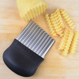 HULIANFU Stainless Steel Potato Chip Slicer Dough Vegetable Fruit Crinkle Wavy Slicer Knife Potato Cutter Chopper French Fry Maker Tools