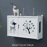 HULIANFU Large Wireless Wifi Router Storage Box PVC Density Panel Shelf Wall Hanging Board Bracket Cable  Organizer Home Decor